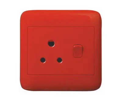 ONESTO ORACLE RANGE 16A DEDICATED SINGLE SWITCHED SOCKET 4X4 RED