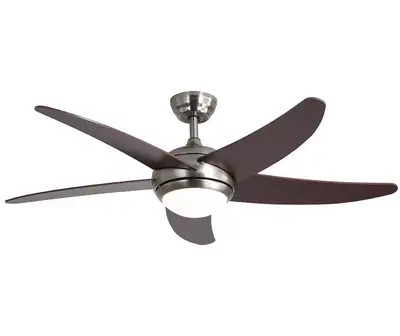 SILENTA5 BLADE CEILING FAN SAND/NICKEL INCL 18WLED LIGHT&amp;REM