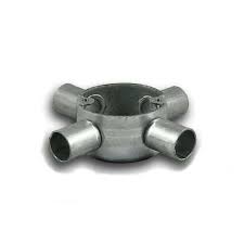 [20MM 4 WAY ROUND BOX BOSAL] 20MM GALVANISED ROUND BOX SIDE ENTRY 4 WAY